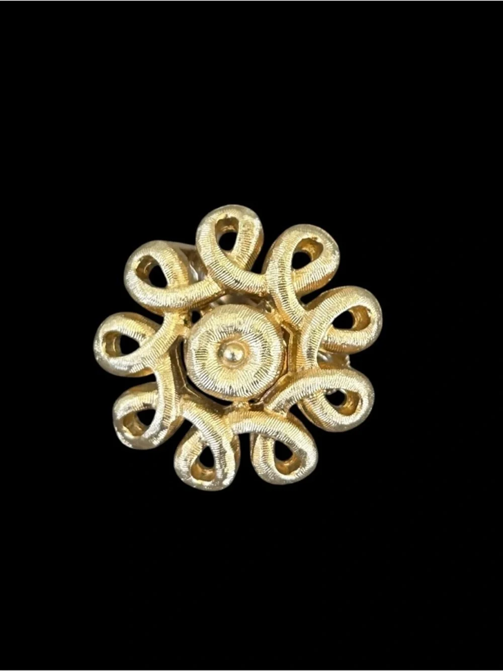 VTG Coro Clip On Earrings Twisted Knot Gold Tone MCM Round Circle Signed 1 Inch